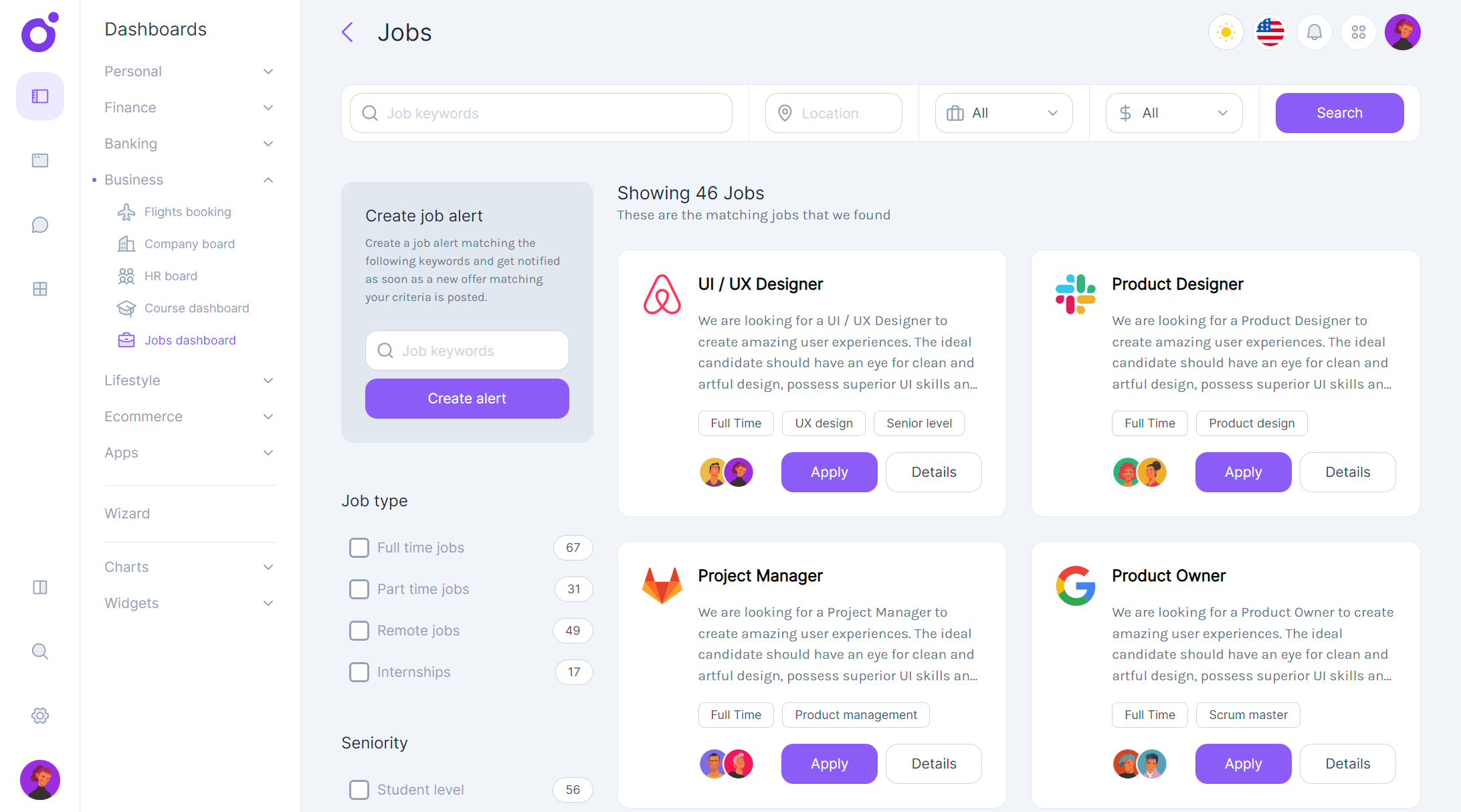 Tairo - Jobs dashboard