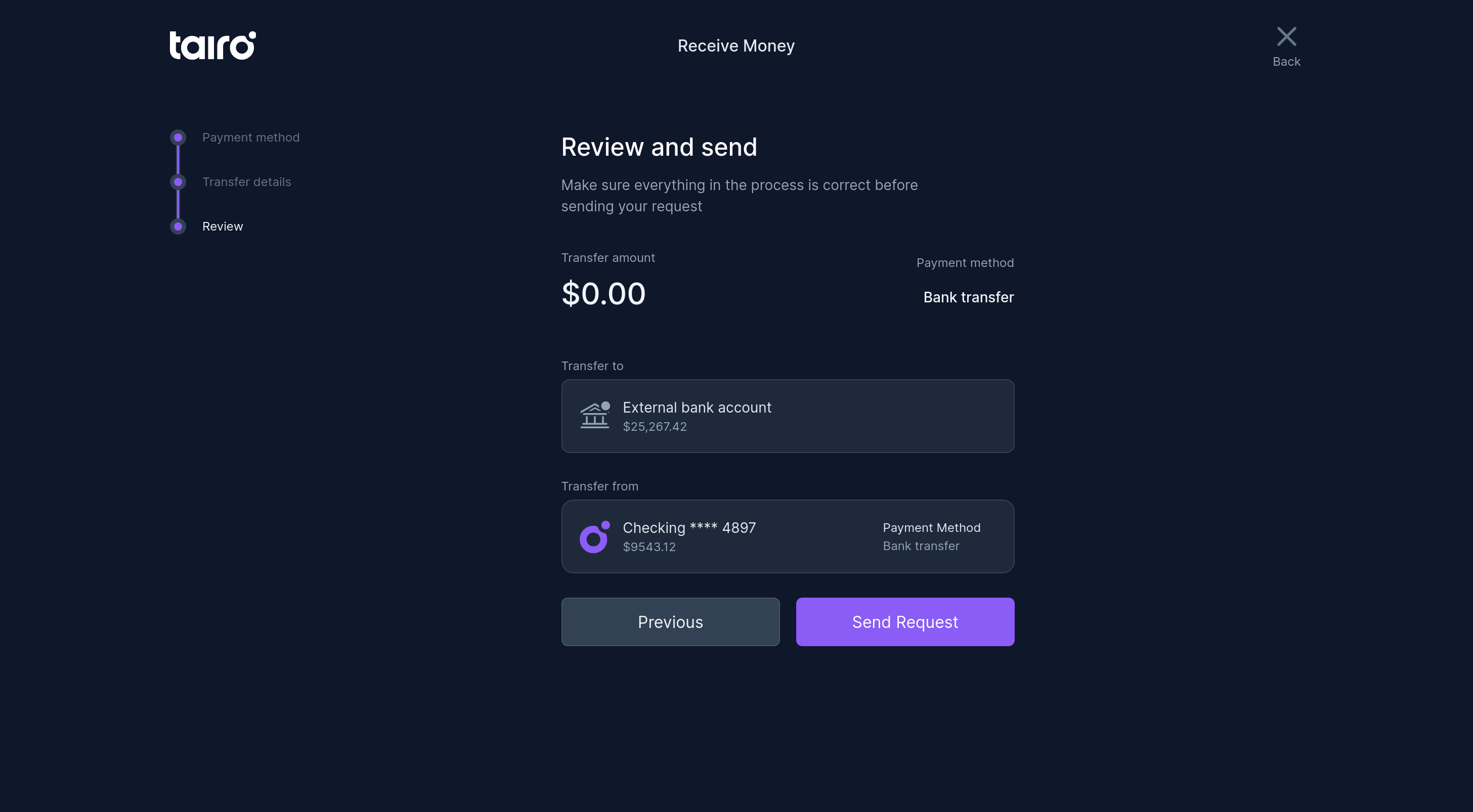 Tairo - Receive - Step 3