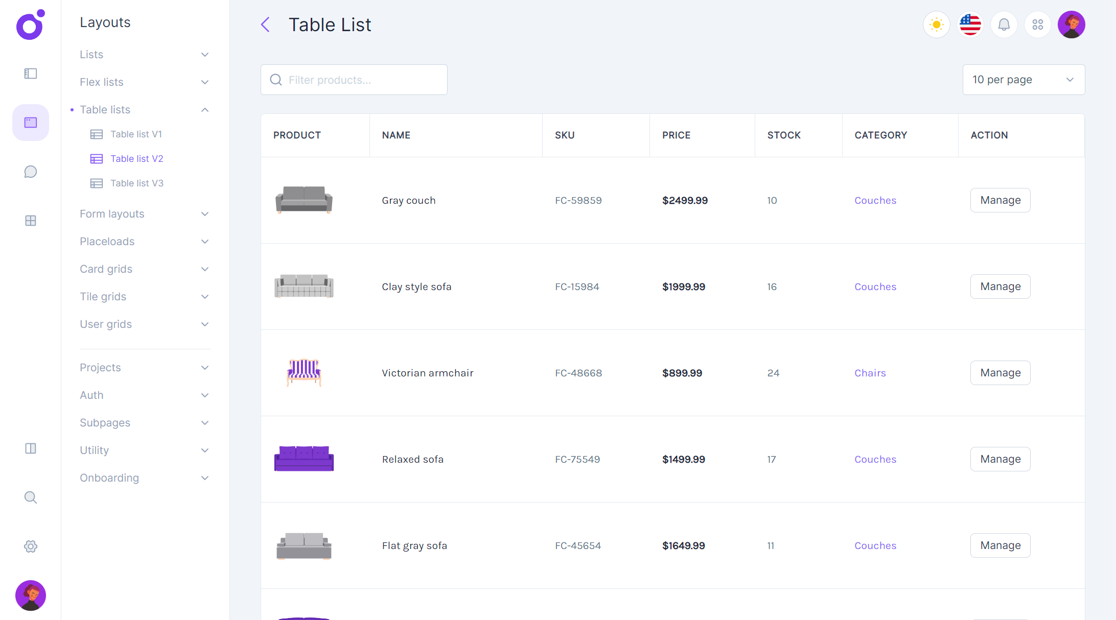 Tairo - Table list 2